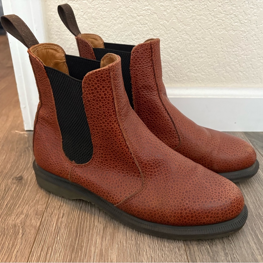 Dr. Martens Brown Ankle Boots with Elastic Side Panels and Pull Tabs